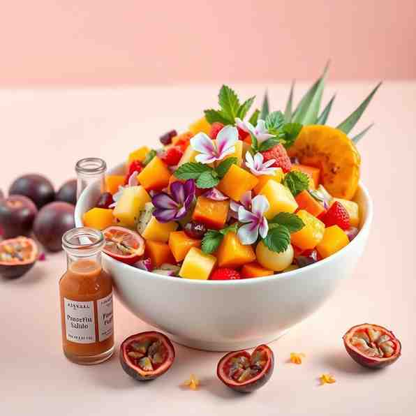 Tropical Fruit Salad - Easy Recipe with Passion Fruit Dressing